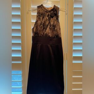 Alan B By Alan Schwartz Black Satin with Lace Dress Size 4